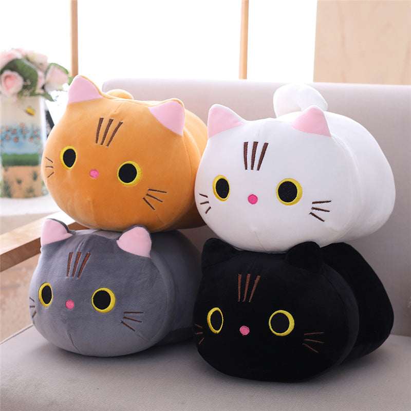 Cute Fat Cat Plush Doll - group shot, orange, white, grey, black