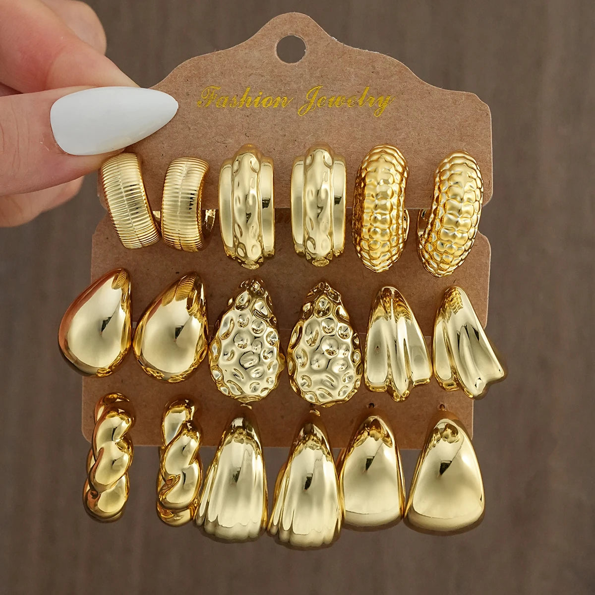 18Pcs Vintage Punk Waterdrop Hoop Earring Set