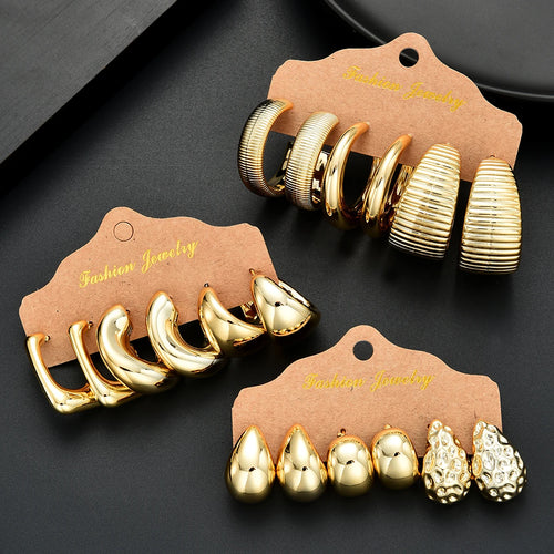 18Pcs Vintage Punk Waterdrop Hoop Earring Set