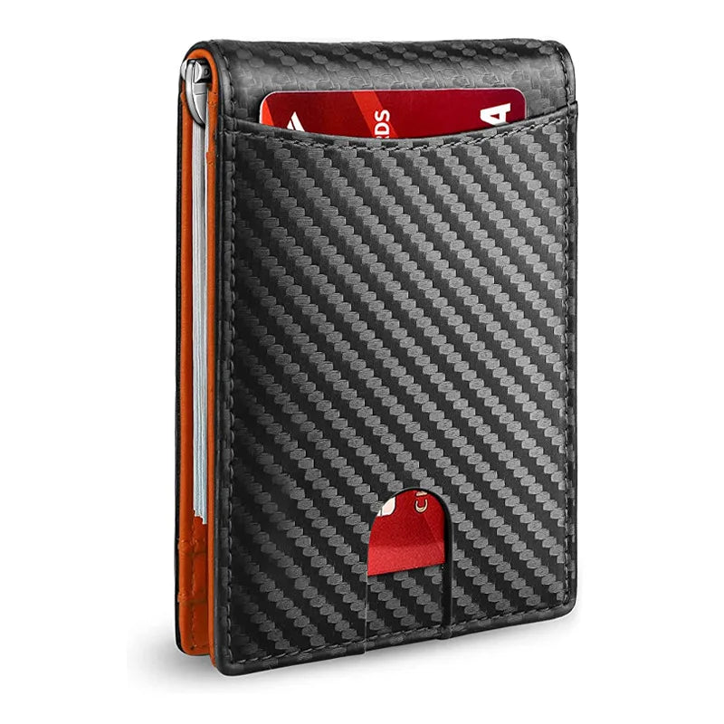 Slim Wallets for Men - Leather Money Clip Mens Wallet - RFID Blocking Front Pocket Bifold Wallet - Minimalist Credit Card Holder