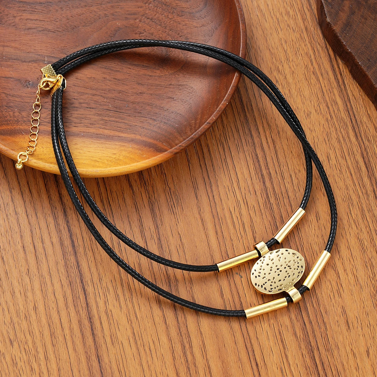 Vintage Oval Metal Necklace &amp; Bracelet 2Pc Set