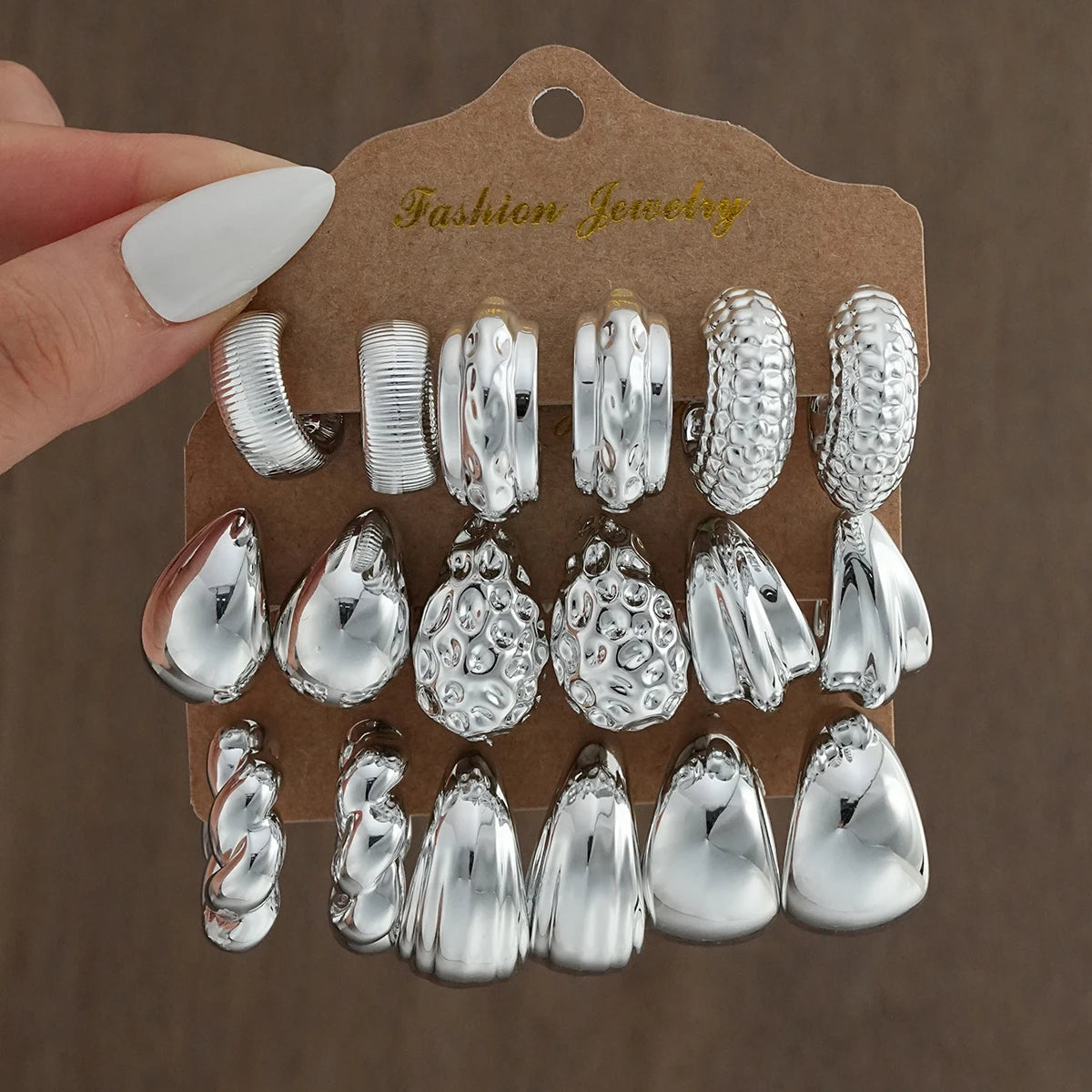 18Pcs Vintage Punk Waterdrop Hoop Earring Set