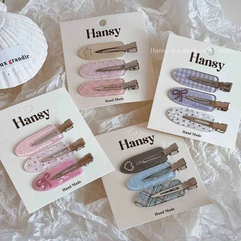 Korean sweet love rhinestone hairpin side bangs clip cute seamless clip hair hairpin headgear set