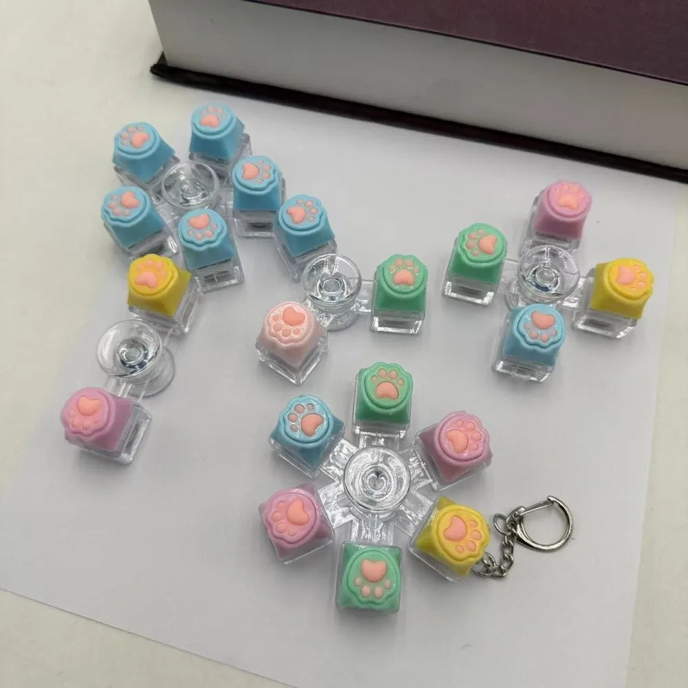 Cat Paw Keycap Fidget Keychain