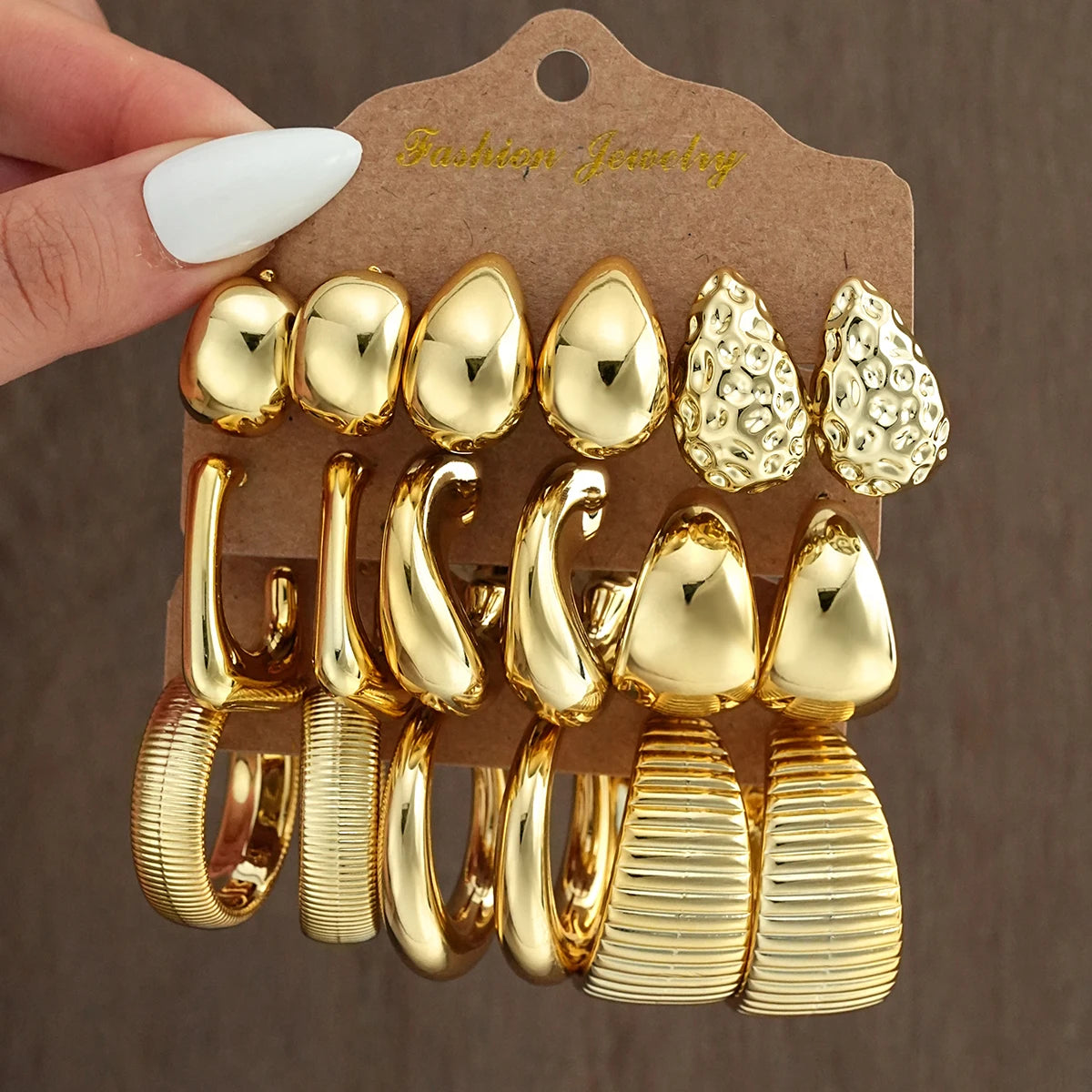 18Pcs Vintage Punk Waterdrop Hoop Earring Set